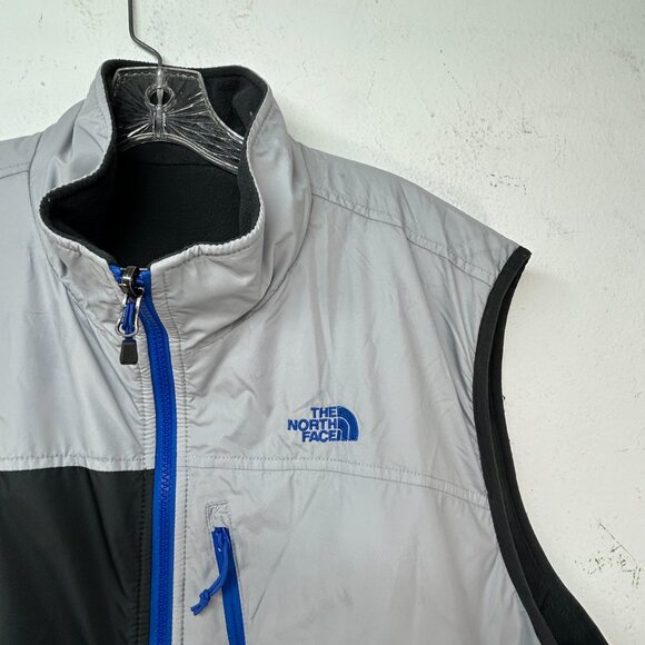 The North Face Vest Mens reversible vest grey blue Windstopper Fleece Full Zip - Picture 9 of 14